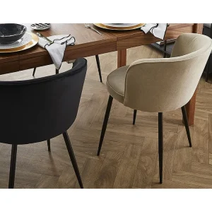 Sedie design tessuto effetto velluto crema (set di 2) SERIF