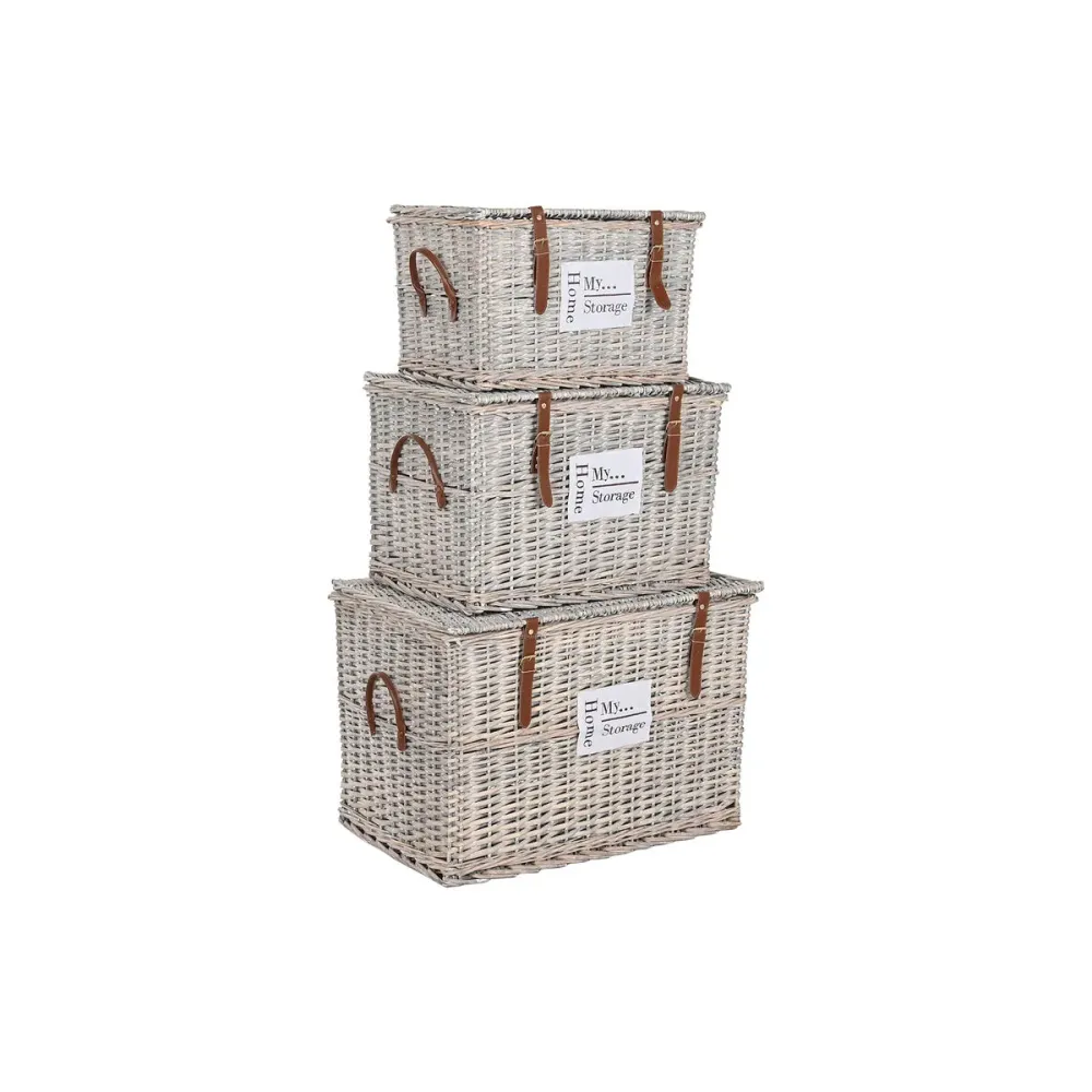 Set di Bauli Home ESPRIT Naturale vimini 67 x 45 x 46 cm