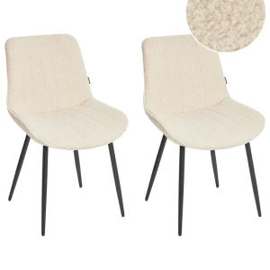 Set 2 Boucle Dining Chairs Light Camoscio DUBROVNIK