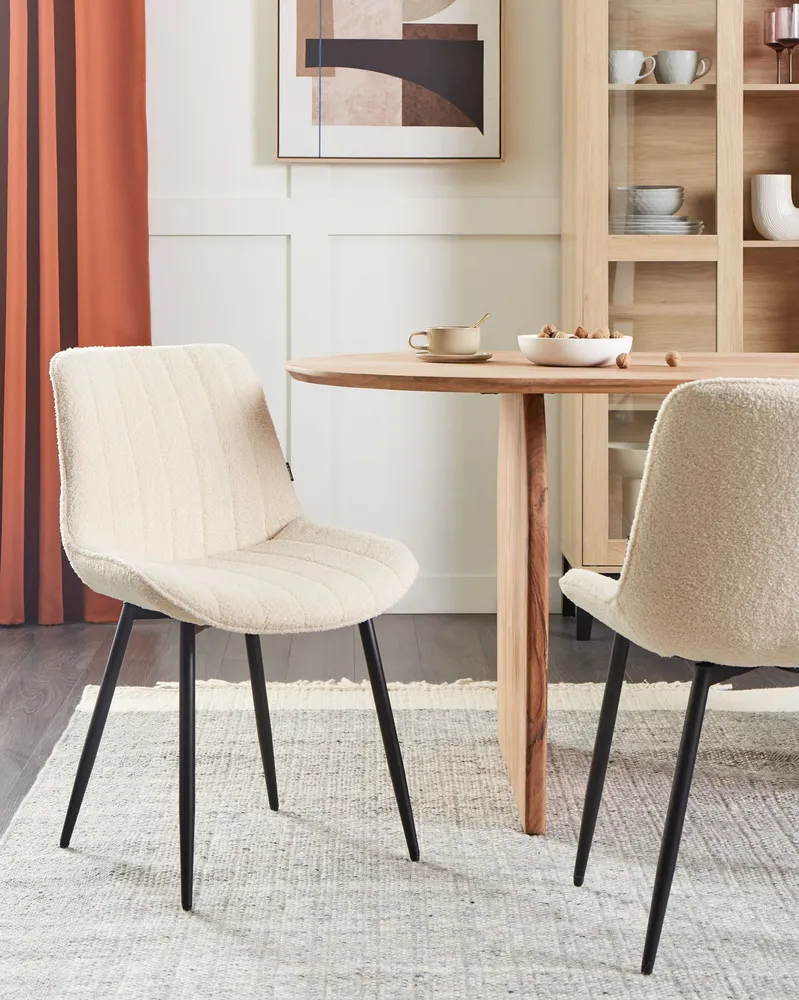 Set 2 Boucle Dining Chairs Light Camoscio DUBROVNIK