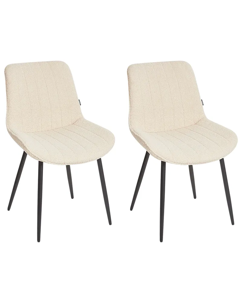 Set 2 Boucle Dining Chairs Light Camoscio DUBROVNIK