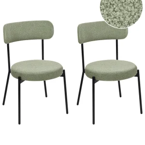 Set 2 Dining Boucle Chairs Light Green ALLISON
