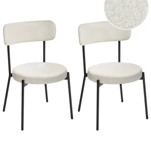 Set 2 Dining Boucle Chairs White ALLISON