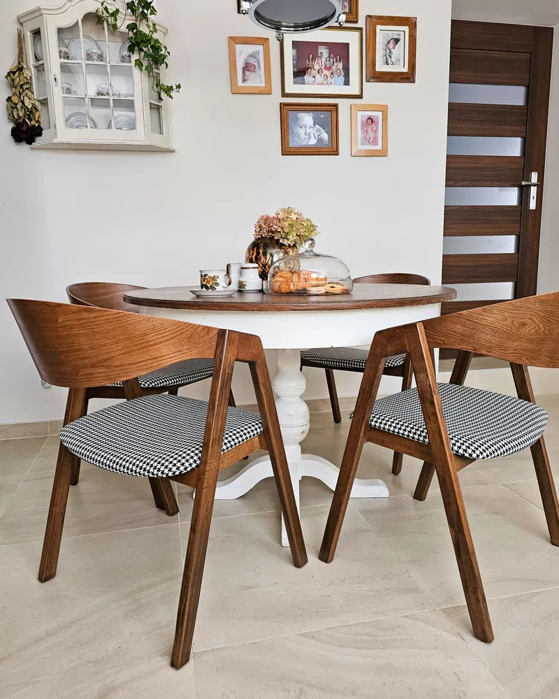 Set 2 Dining Chairs Houndstooth Dark Wood YUBA