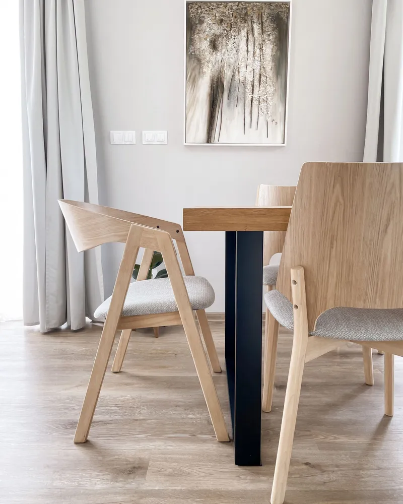 Set 2 Dining Chairs Light Wood and Grey ABEE