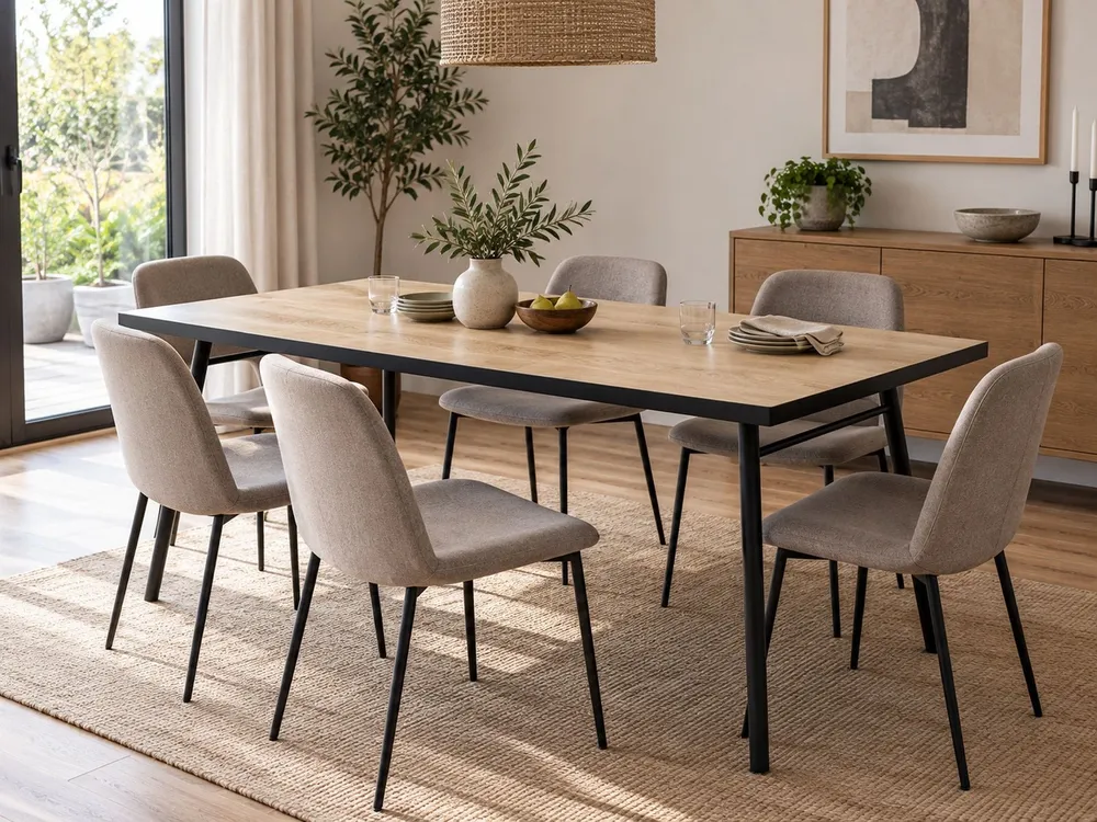 Set 2 Dining Chairs Light Wood and Grey ABEE