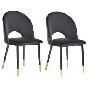 Set di due sedie da pranzo velluto nero MAGALIA