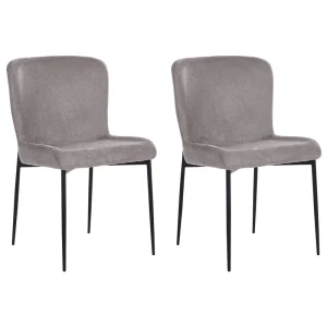 Set 2 Fabric Chairs Dark Grey ADA