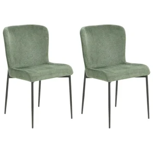 Set 2 Fabric Chairs Green ADA