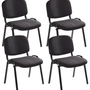 Set 4 Fabric Conference Chairs Nero puro CENTRALIA