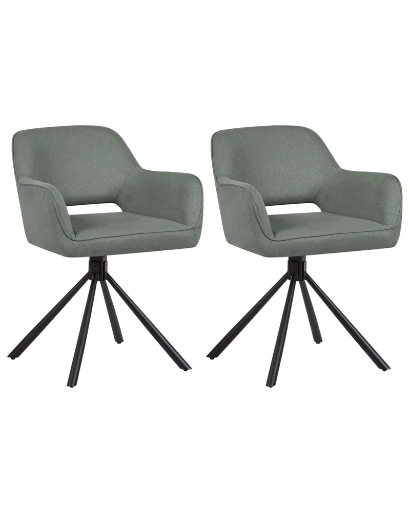 Set 2 Fabric Dining Chairs Dark Green LOURES