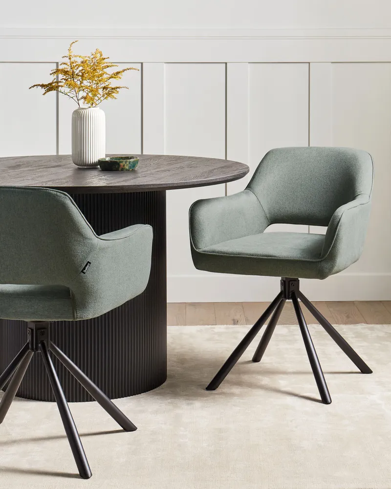 Set 2 Fabric Dining Chairs Dark Green LOURES