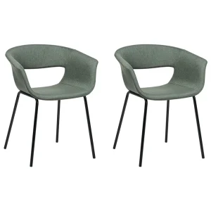 Set 2 Fabric Dining Chairs Green ELMA