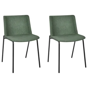 Set 2 Fabric Dining Chairs Green ESBON