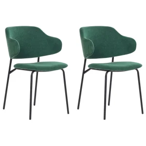Set 2 Fabric Dining Chairs Green KENAI