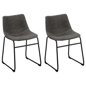 Set 2 Fabric Dining Chairs Grey BATAVIA
