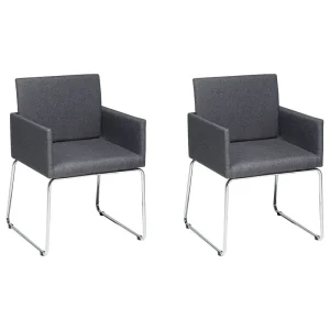 Set 2 Fabric Dining Chairs Grey GOMEZ