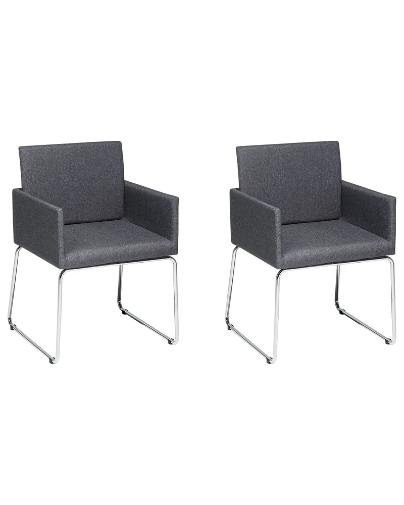 Set 2 Fabric Dining Chairs Grey GOMEZ