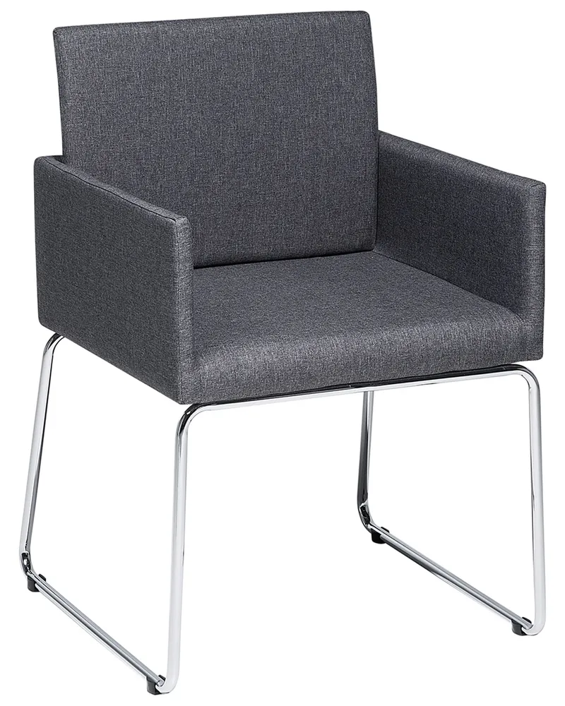 Set 2 Fabric Dining Chairs Grey GOMEZ