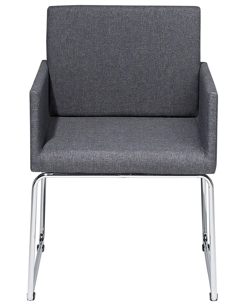 Set 2 Fabric Dining Chairs Grey GOMEZ