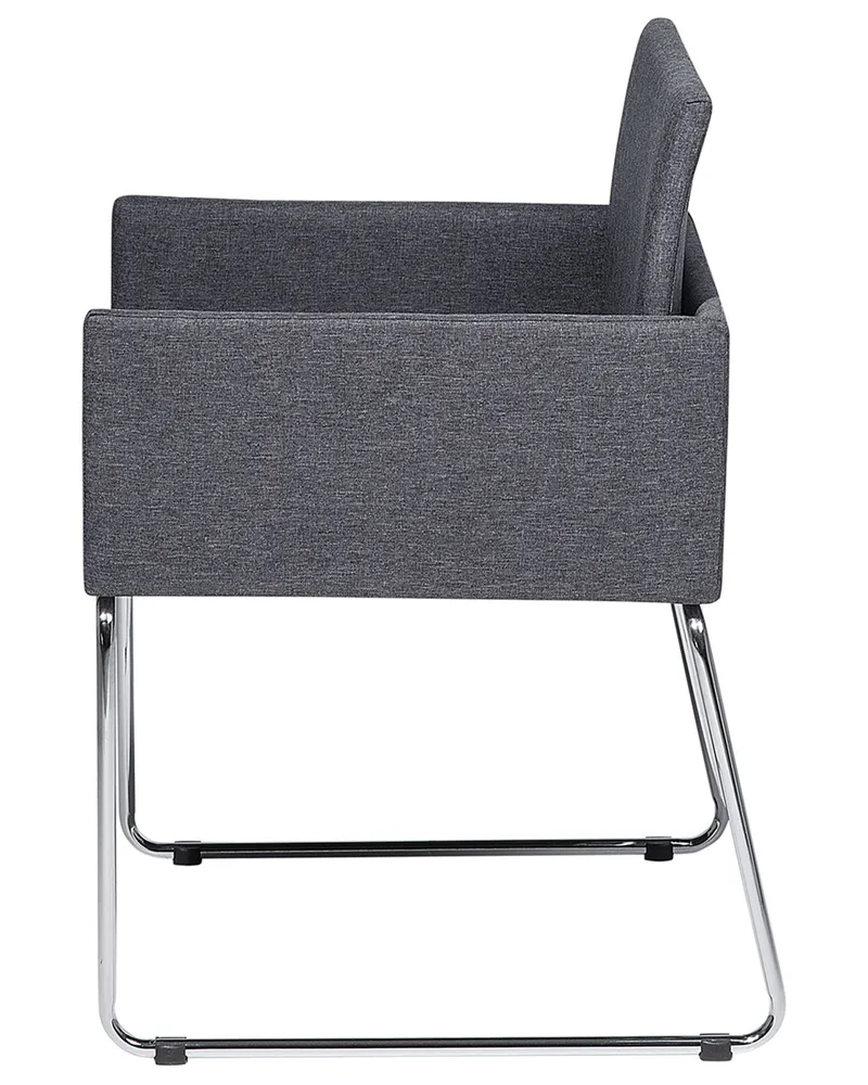 Set 2 Fabric Dining Chairs Grey GOMEZ