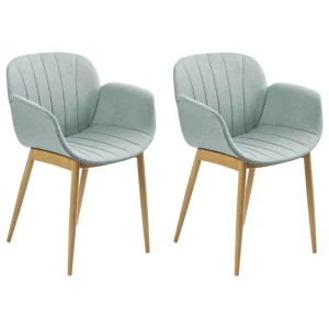 Set 2 Fabric Dining Chairs Mint Green ALICE