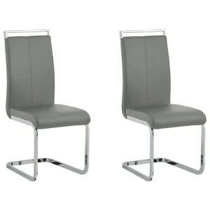 Set 2 Faux Pelle Dining Chairs Grey GREEDIN