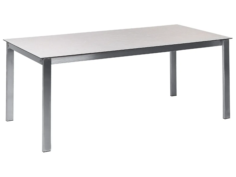 Set da giardino 6 posti vetro temperato bianco e metallo 180 cm COSOLETO