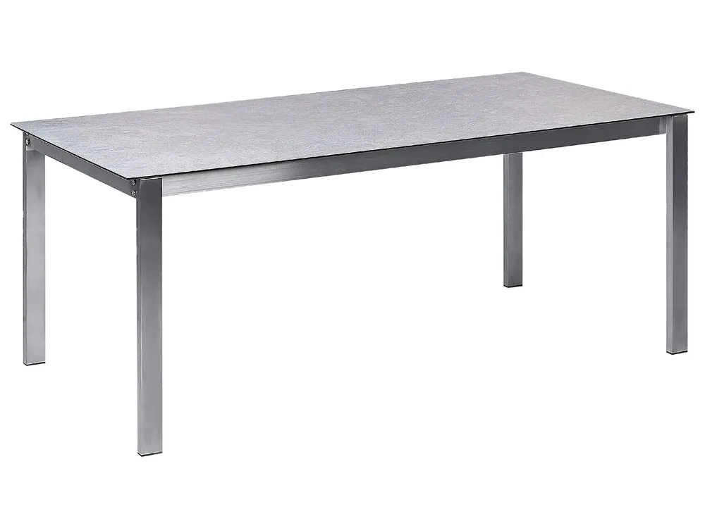 Set da giardino vetro grigio e sedie grigie 6 posti 180 cm COSOLETO