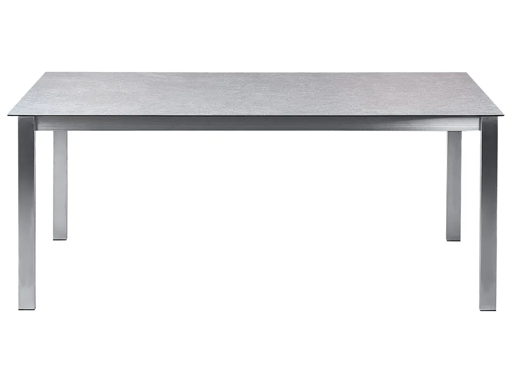 Set da giardino vetro grigio e sedie grigie 6 posti 180 cm COSOLETO
