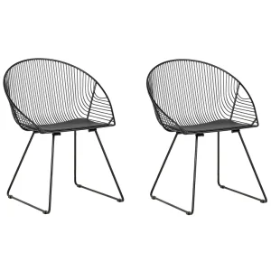 Set 2 Metal Accent Chairs Nero notte AURORA