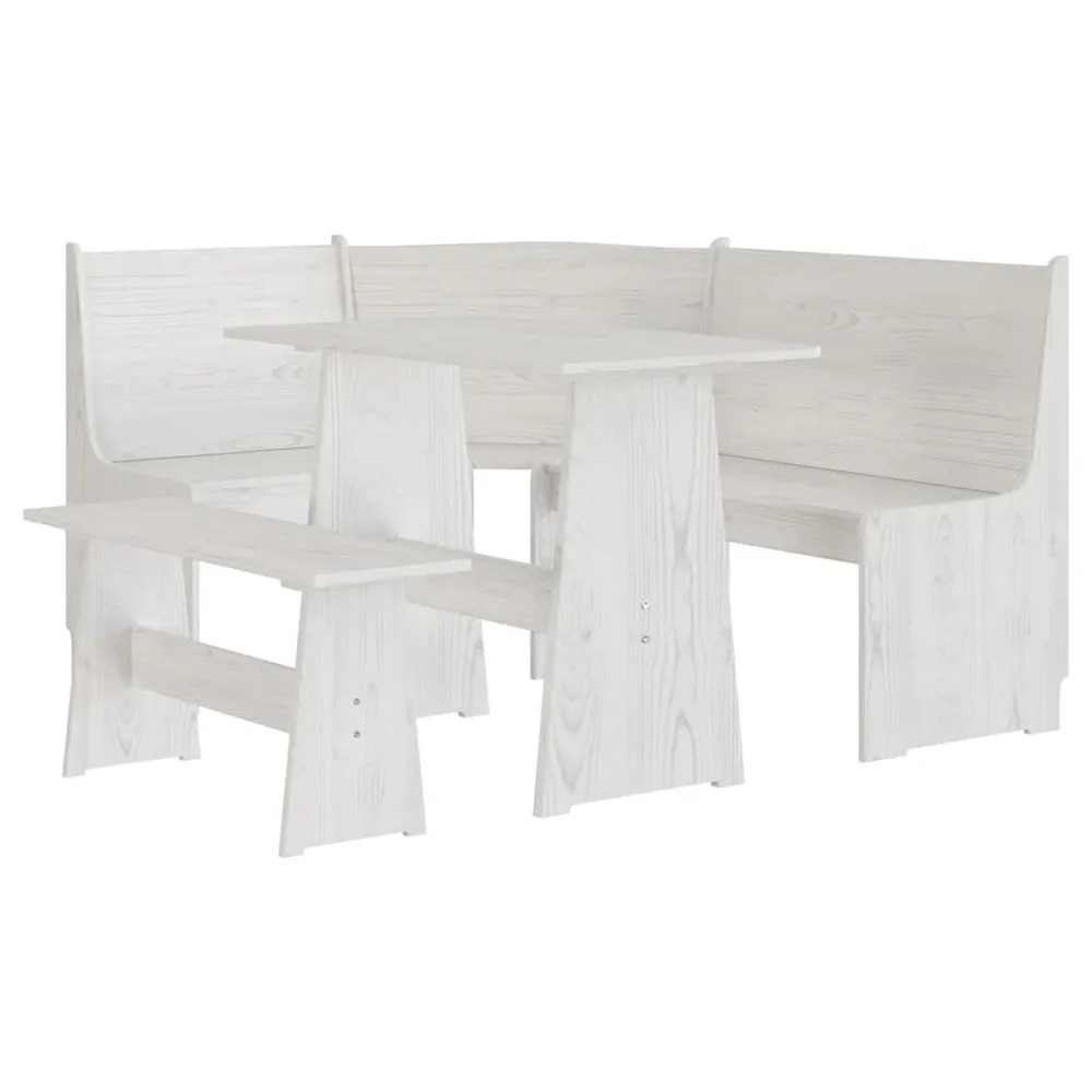 Set da Pranzo 3 pz REINE Bianco Legno Massello di Pino