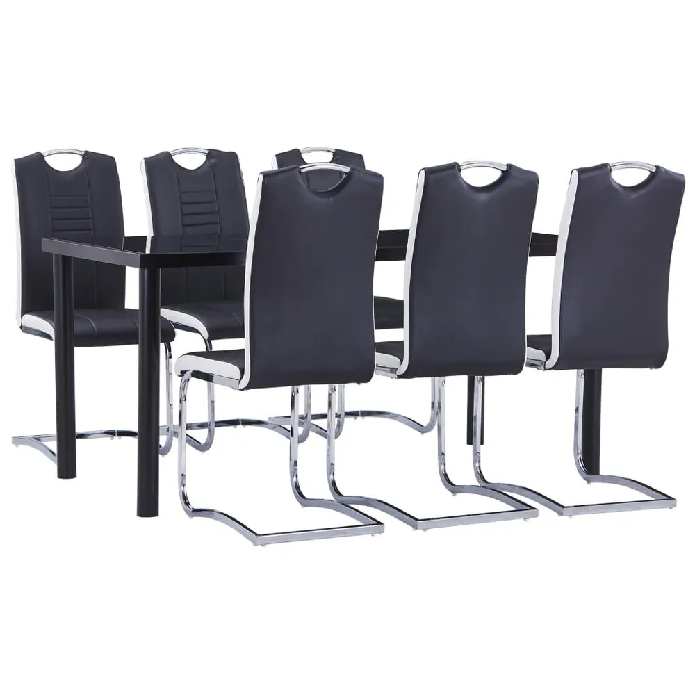 Set Sala da Pranzo 7 pz Similpelle Nero