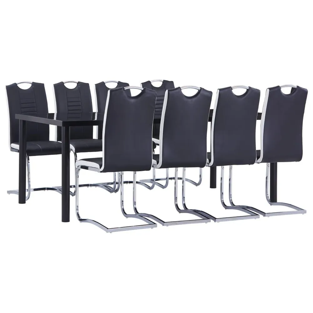 Set Sala da Pranzo 9 pz Similpelle Nero