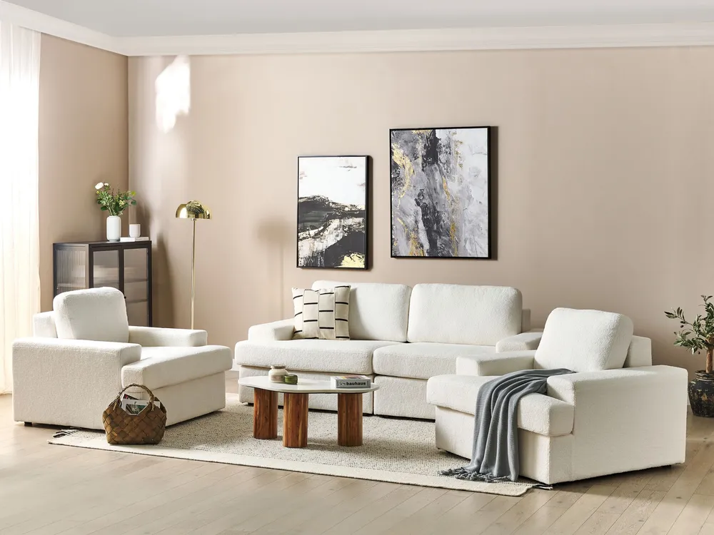 Set da salotto 5 posti bouclé bianco ALLA