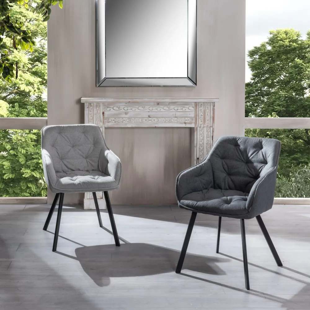 Set di sedie imbottite "Dalia" da soggiorno tessuto gambe metallo verniciato cm 55x60 79h
