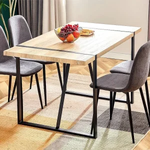 Set di 4 sedie lino - gambe acciaio nero - Grigio