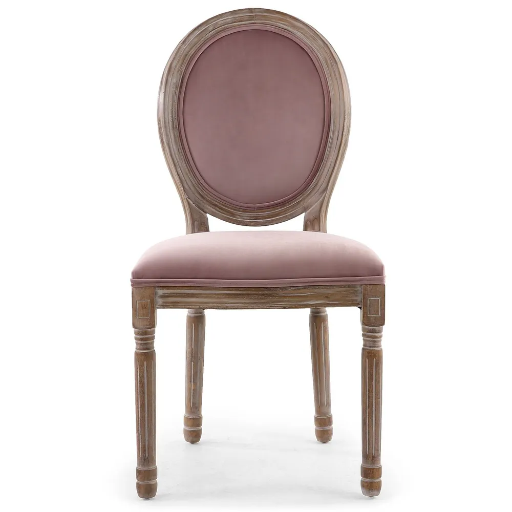 Set di 2 sedie Luigi XVI legno patinato e velluto rosa