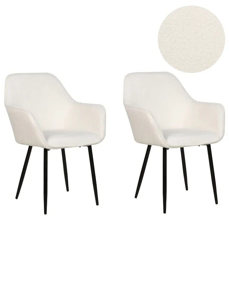 Set di 2 sedie da pranzo bouclé bianco ALDEN