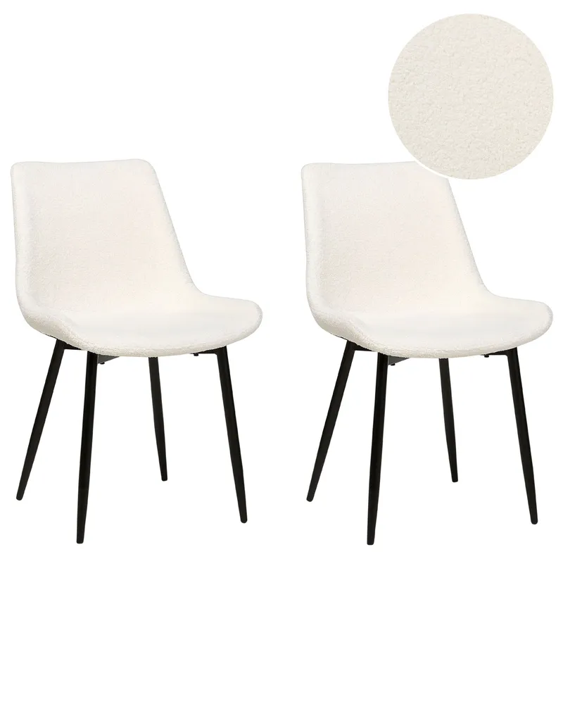 Set di 2 sedie da pranzo bouclé bianco AVILLA