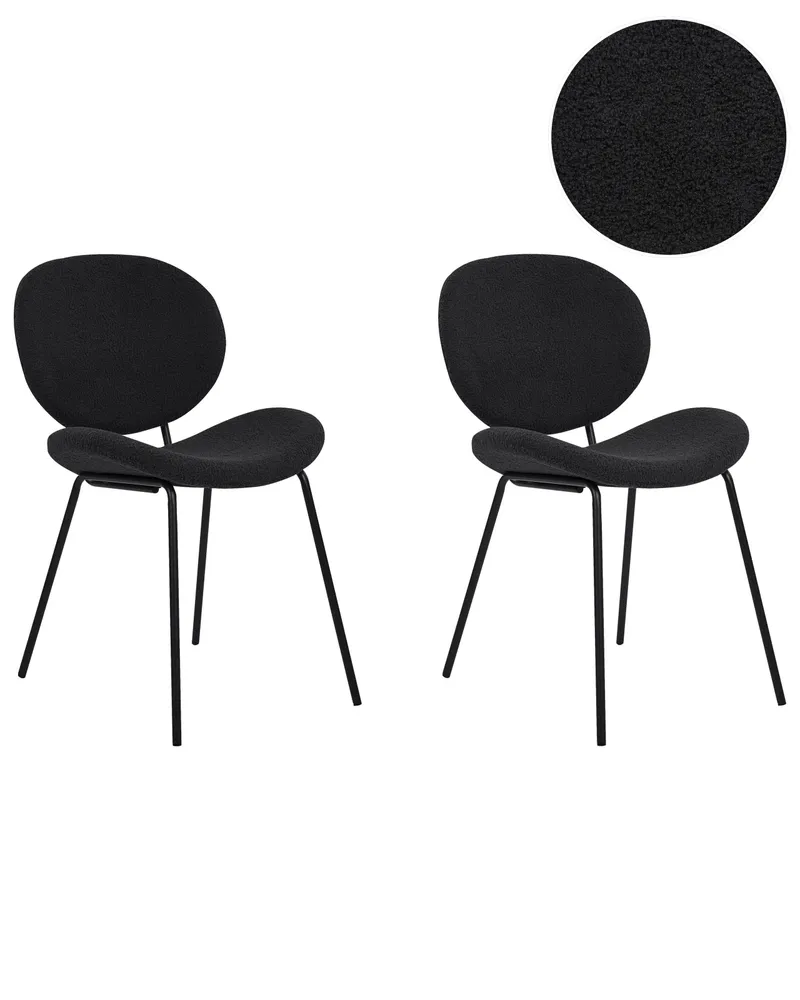 Set di 2 sedie da pranzo bouclé nero LUANA