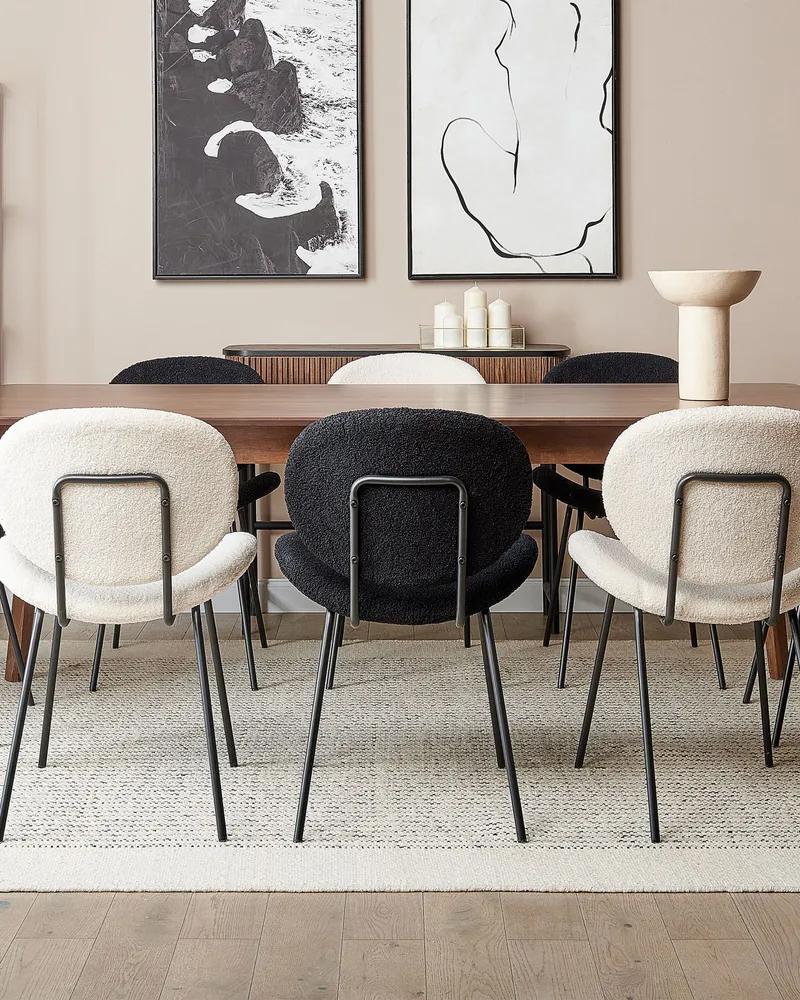Set di 2 sedie da pranzo bouclé nero LUANA
