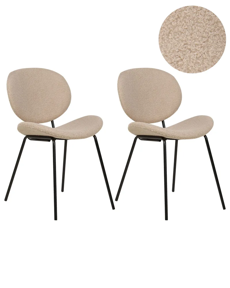 Set di 2 sedie da pranzo bouclé tortora LUANA
