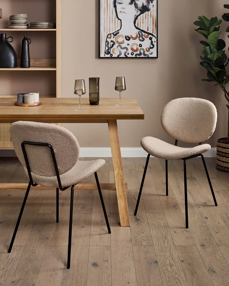 Set di 2 sedie da pranzo bouclé tortora LUANA