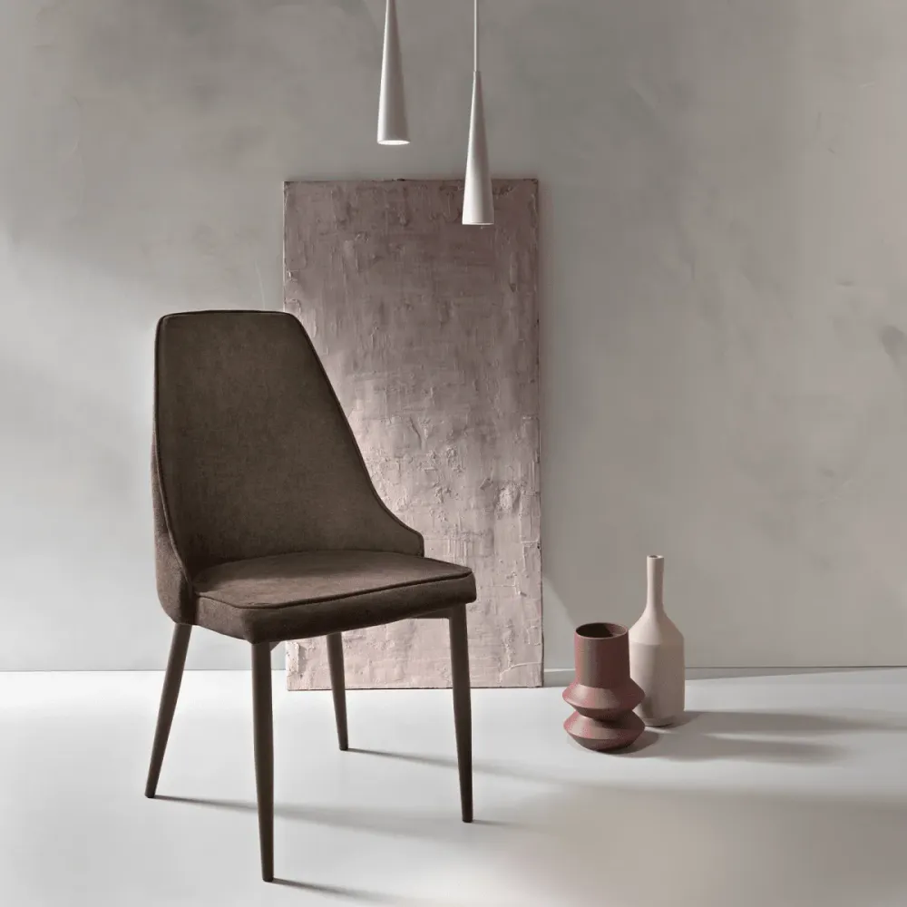 Set di sedie da pranzo eleganti tessuto "Keri" base metallo verniciato cm 50x60 88h