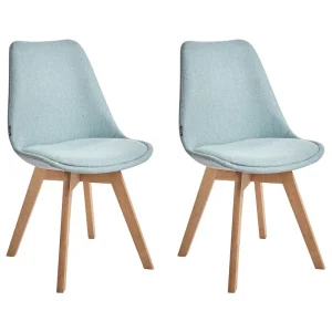 Set di 2 sedie da pranzo legno e tessuto verde menta DAKOTA II