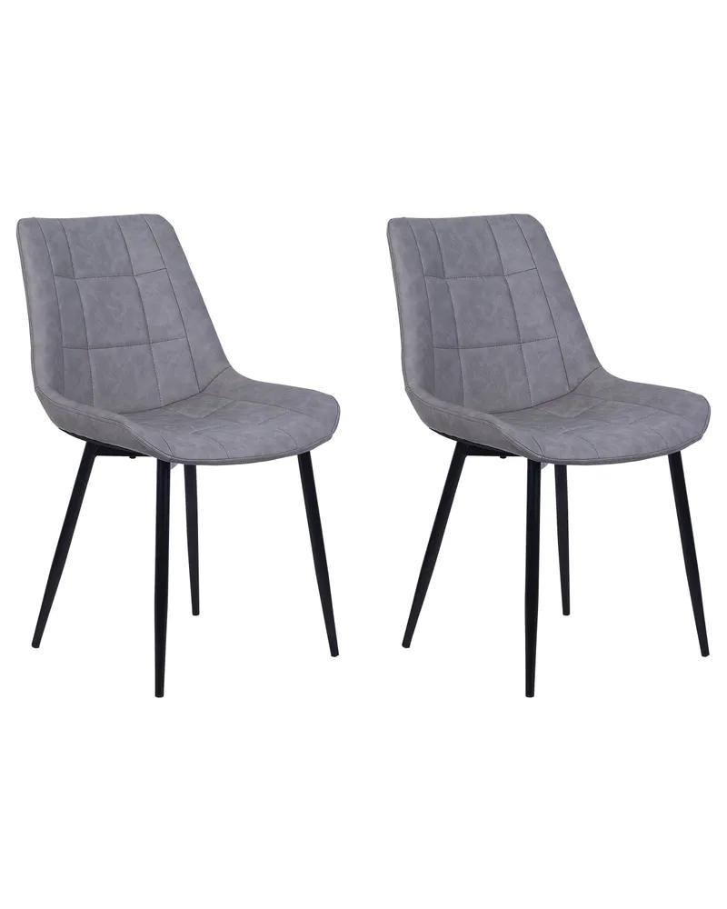 Set di 2 sedie da pranzo pelle sintetica grigia MELROSE II