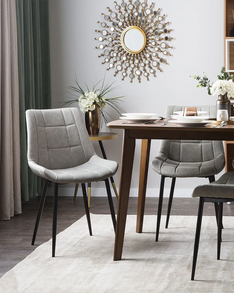 Set di 2 sedie da pranzo pelle sintetica grigia MELROSE II