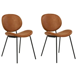 Set di 2 sedie da pranzo pelle sintetica marrone LUANA