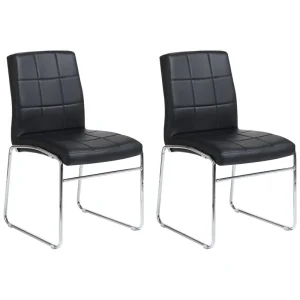 Set di 2 sedie da pranzo pelle sintetica nero e metallo KIRON